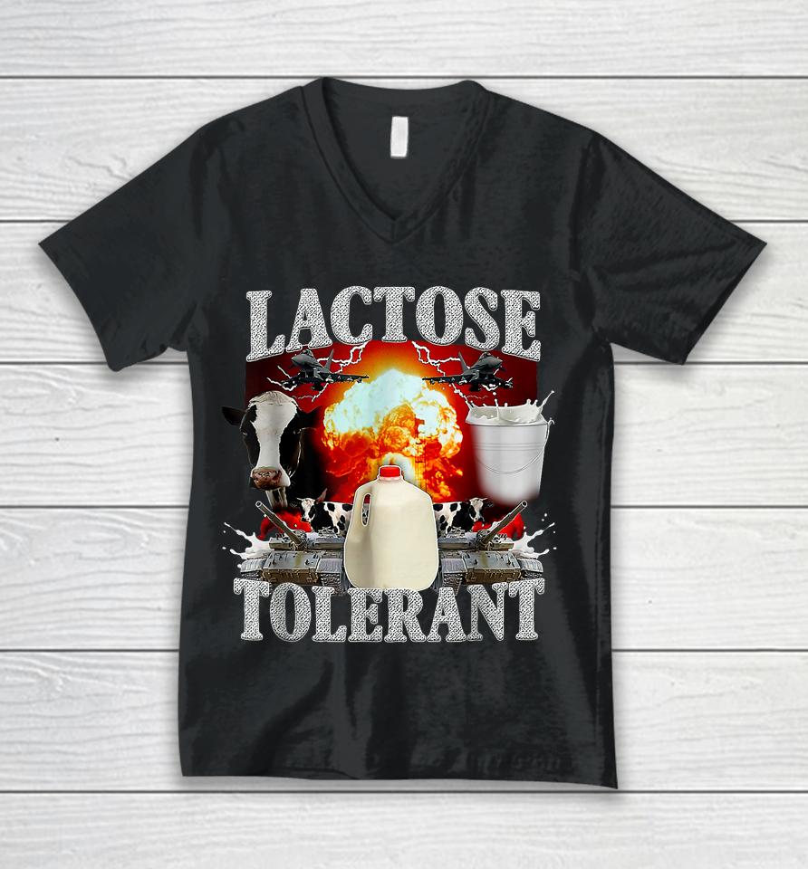 Lactose Intolerant Unisex V-Neck T-Shirt