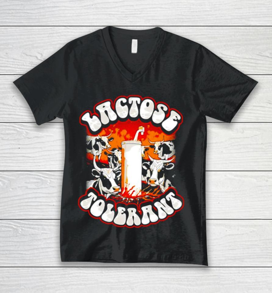 Lactose Tolerant Cows Unisex V-Neck T-Shirt