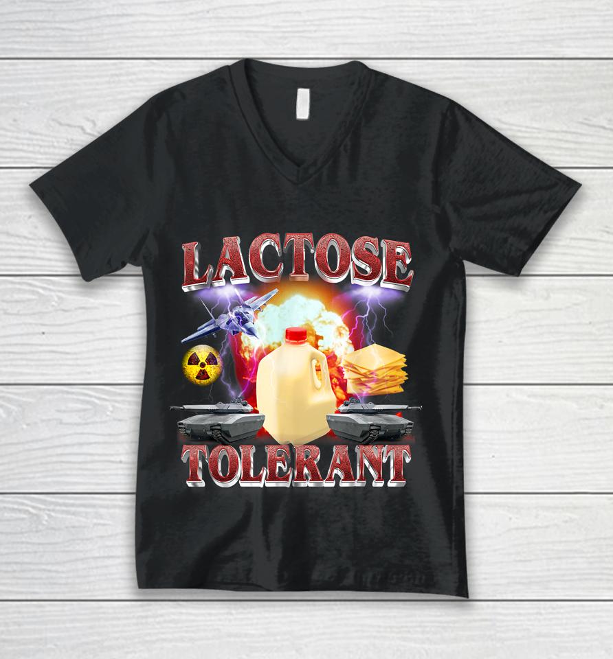 Lactose Tolerant Unisex V-Neck T-Shirt