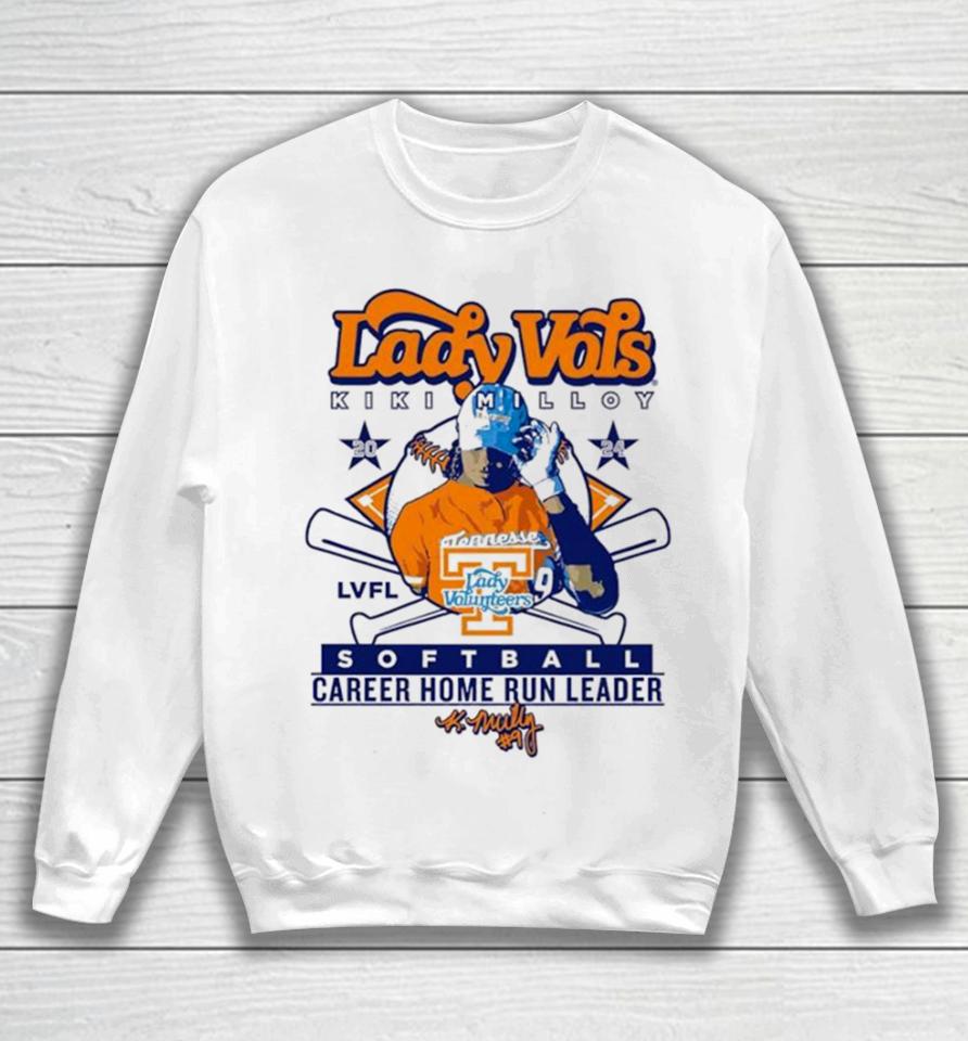 Lady Volunteers Kiki Milloy 2024 Lvfl Softball Career Home Run Leader Signature Sweatshirt