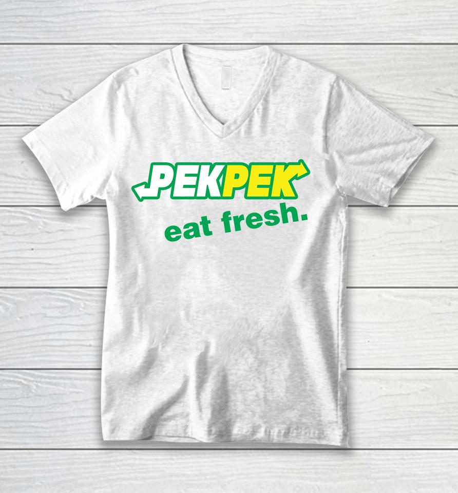 Lagula Beach Pek Pek Eat Fresh Unisex V-Neck T-Shirt