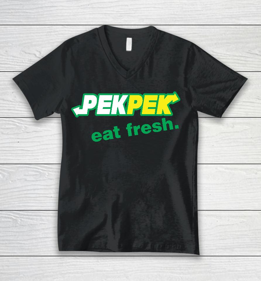 Lagula Beach Pek Pek Eat Fresh Unisex V-Neck T-Shirt