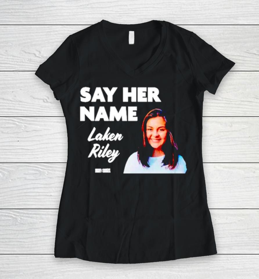 Laken Riley Say Her Name Women V-Neck T-Shirt