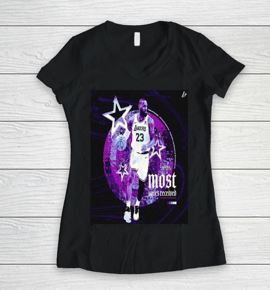 Lakers Lebron James Top Of The West Most Votes Received In Nba Western Conference Women V-Neck T-Shirt