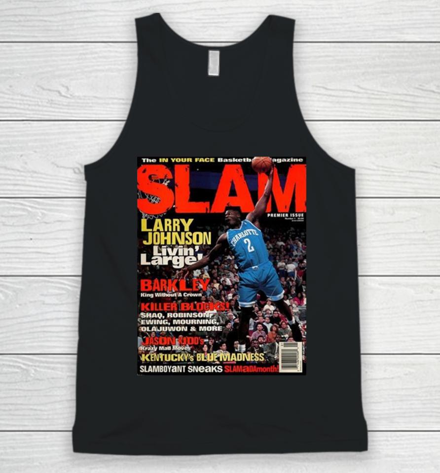 Larry Johnson Charlotte Hornet Livin’ Large Slam Cover Premier Issue Unisex Tank Top