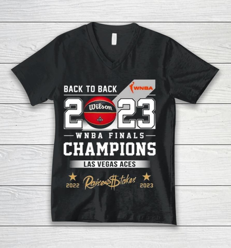 Las Vegas Aces Back To Back 2022 2023 Wnba Finals Champions T Unisex V-Neck T-Shirt