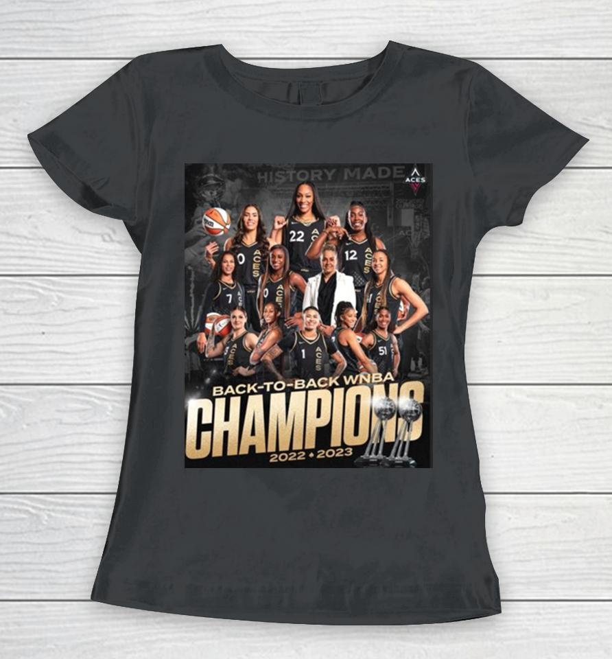 Las Vegas Aces Back To Back Wnba Champions 2022 – 2023 Poster Women T-Shirt
