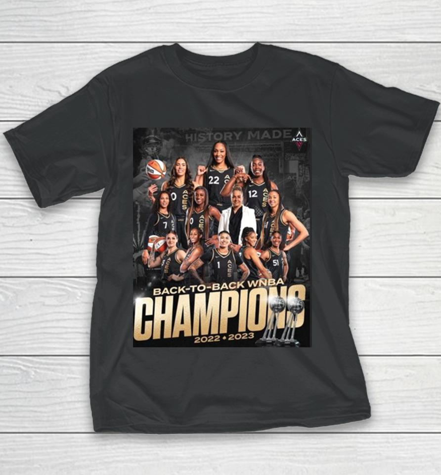 Las Vegas Aces Back To Back Wnba Champions 2022 – 2023 Poster Youth T-Shirt