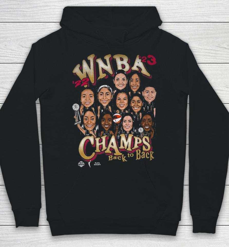 Las Vegas Aces Playa Society Back To Back Wnba 2022 – 2023 Finals Champions Roster Hoodie