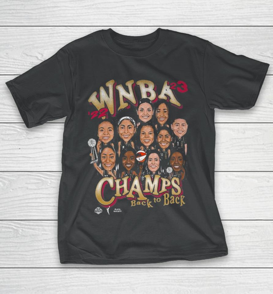 Las Vegas Aces Playa Society Back To Back Wnba 2022 – 2023 Finals Champions Roster T-Shirt