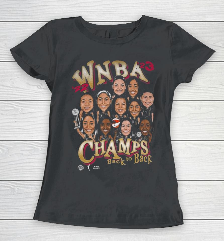 Las Vegas Aces Playa Society Back To Back Wnba 2022 – 2023 Finals Champions Roster Women T-Shirt