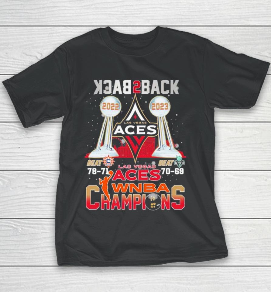 Las Vegas Aces Wnba Champions Back 2 Back 2022 2023 Youth T-Shirt
