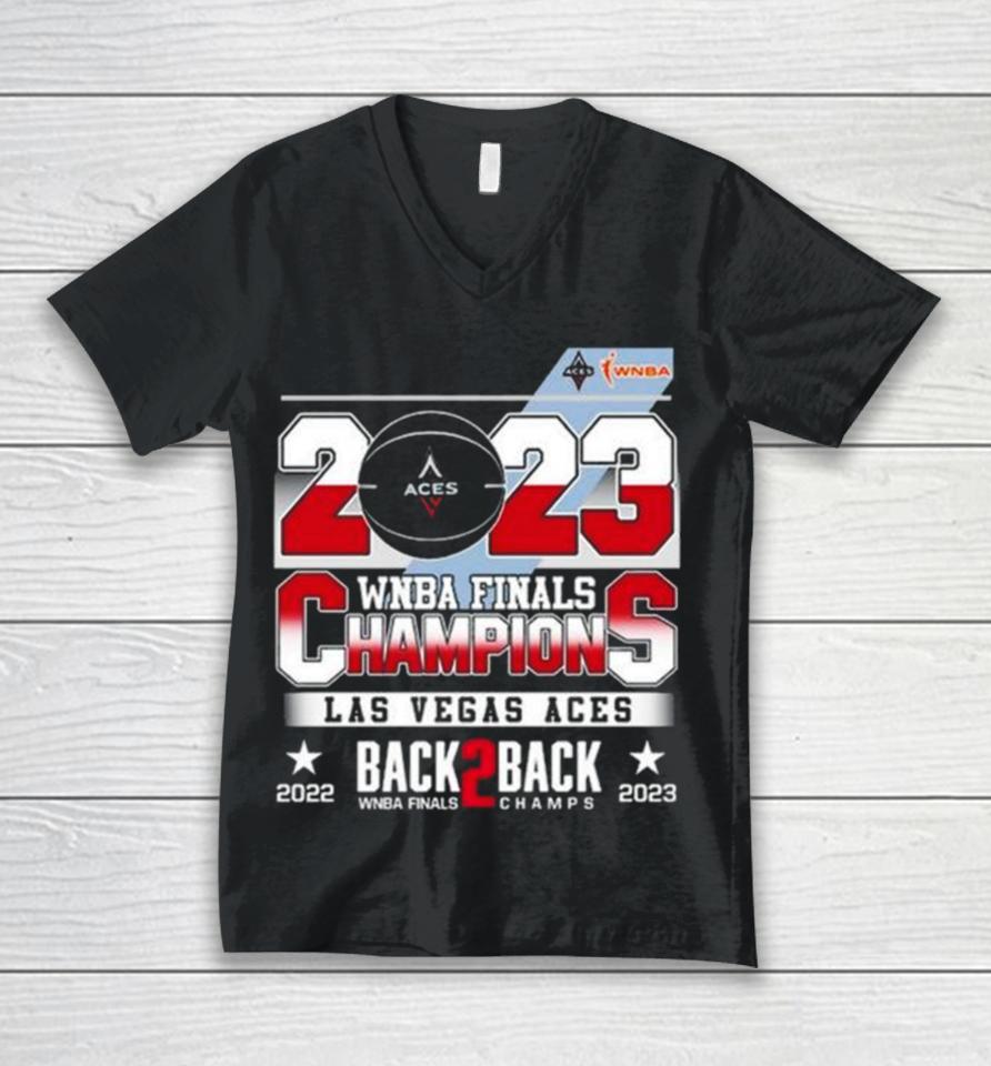 Las Vegas Aces Wnba Finals Champions Back 2 Back 2022 2023 Unisex V-Neck T-Shirt