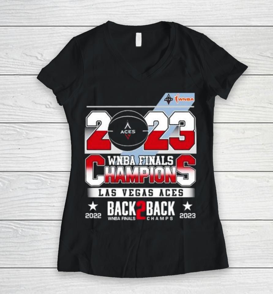 Las Vegas Aces Wnba Finals Champions Back 2 Back 2022 2023 Women V-Neck T-Shirt