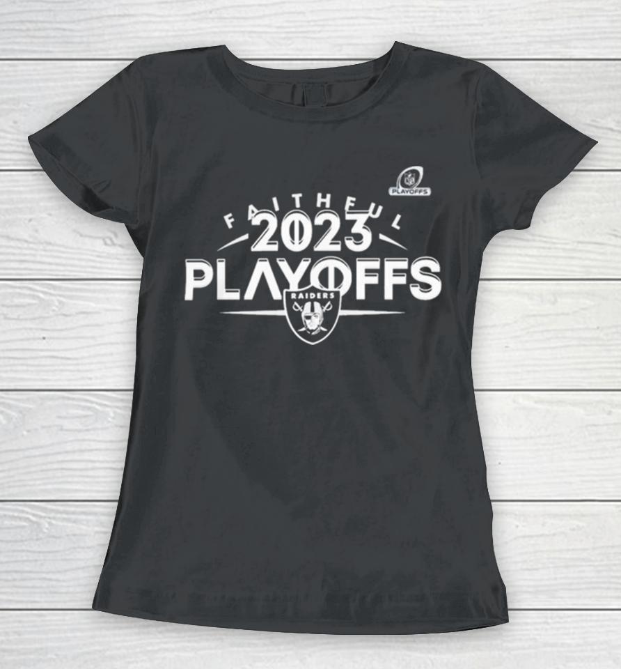 Las Vegas Raiders 2023 Nfl Playoffs Faithful Women T-Shirt