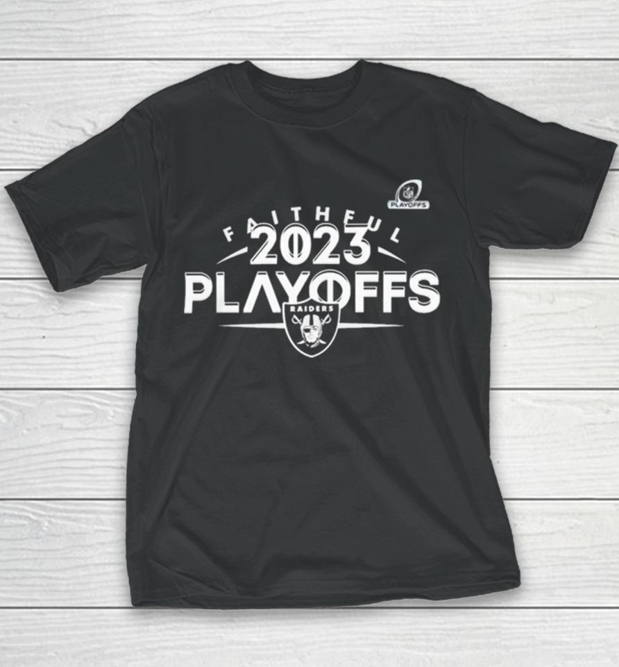 Las Vegas Raiders 2023 Nfl Playoffs Faithful Youth T-Shirt
