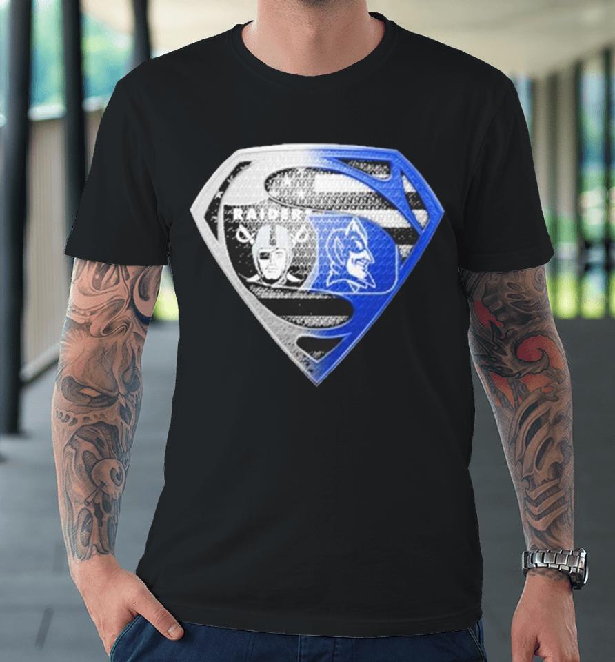 Las Vegas Raiders And Duke Blue Devils Superman Sports Premium T-Shirt