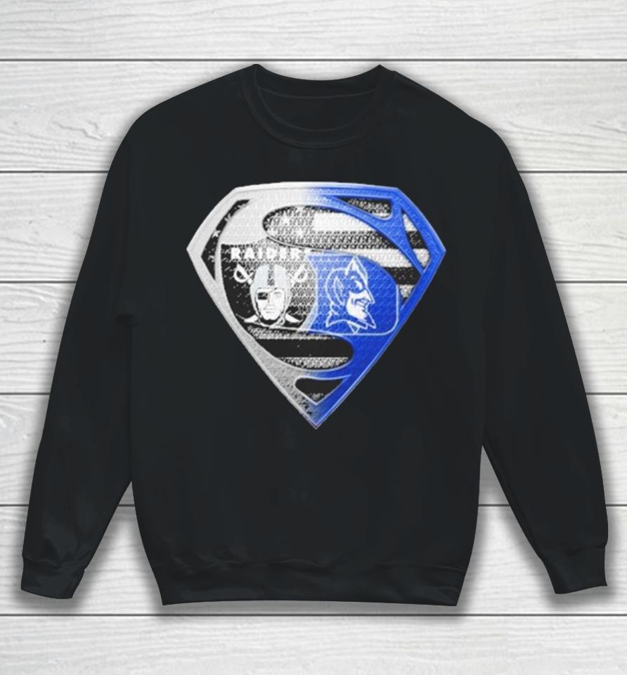 Las Vegas Raiders And Duke Blue Devils Superman Sports Sweatshirt