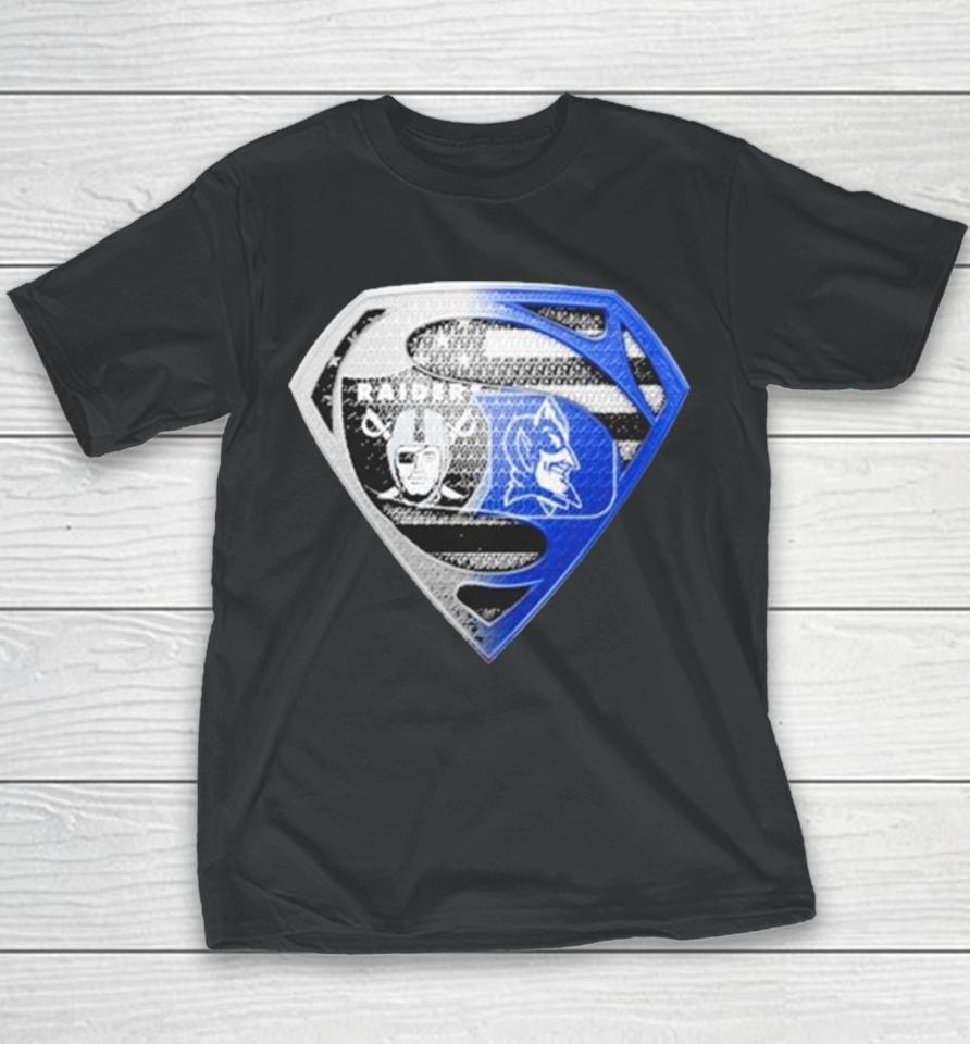 Las Vegas Raiders And Duke Blue Devils Superman Sports Youth T-Shirt