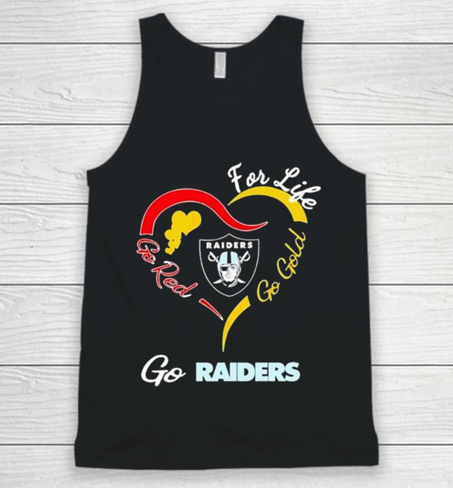 Las Vegas Raiders For Life Go Red Go Gold Go Eagles Heart Logo Unisex Tank Top