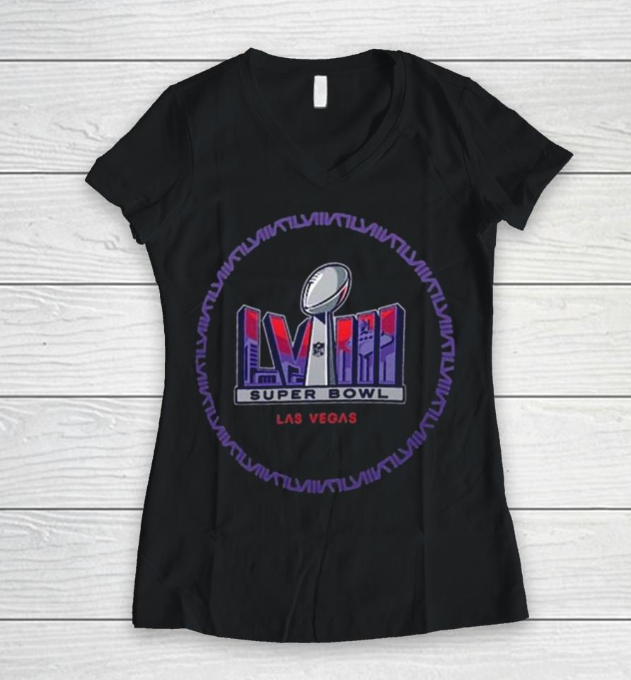 Las Vegas Super Bowl Lviii Wear By Erin Andrews Women V-Neck T-Shirt