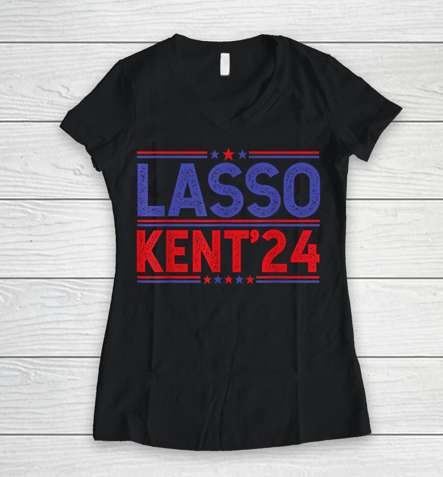 Lasso Kent' 24 Funny Usa Flag Sports 4Th Of July Election Women V-Neck T-Shirt