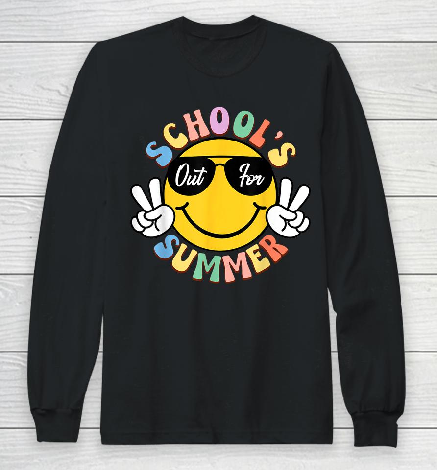 Last Day Of School Graduation Groovy Schools Out For Summer Long Sleeve T-Shirt