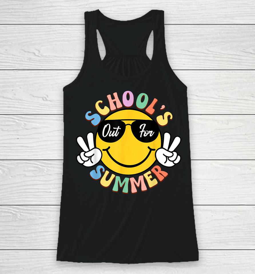 Last Day Of School Graduation Groovy Schools Out For Summer Racerback Tank