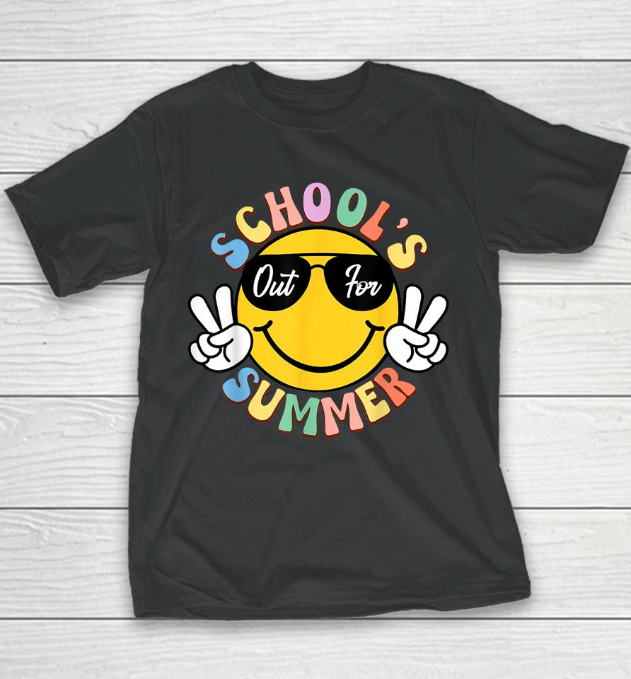 Last Day Of School Graduation Groovy Schools Out For Summer Youth T-Shirt