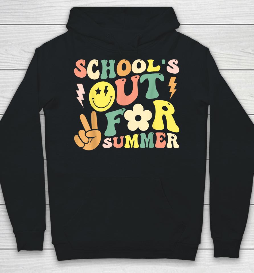 Last Day Of School Groovy Schools Out For Summer Teacher Hoodie