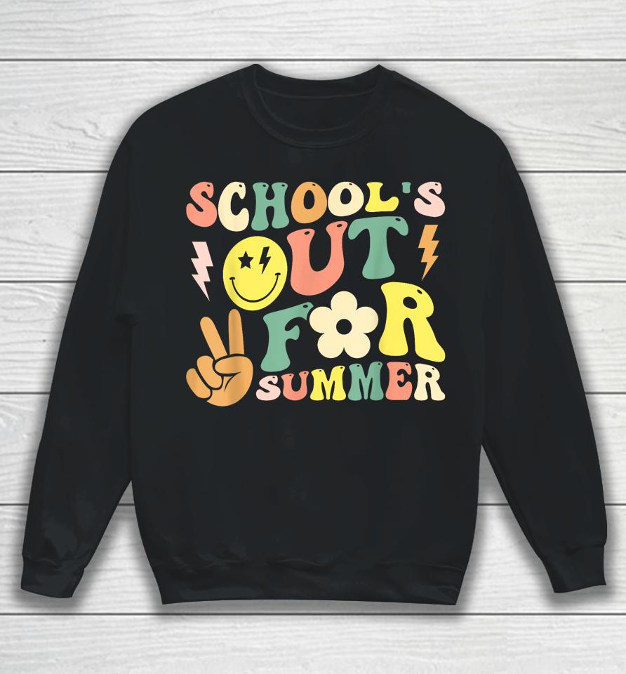 Last Day Of School Groovy Schools Out For Summer Teacher Sweatshirt