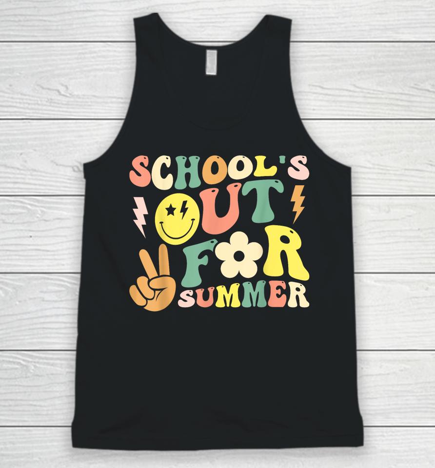 Last Day Of School Groovy Schools Out For Summer Teacher Unisex Tank Top