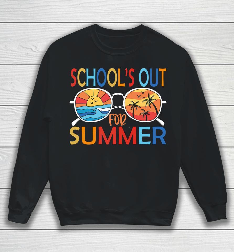 Last Day Of School Retro Schools Out For Summer Teacher Sweatshirt