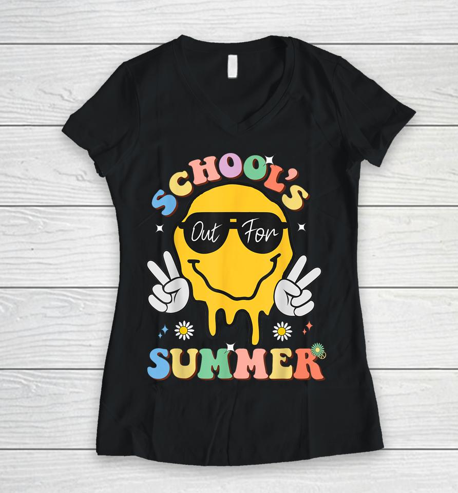 Last Day Of School Schools Out For Summer Teacher Women V-Neck T-Shirt