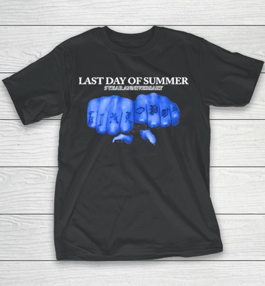Last Day Of Summer 5 Year Anniversary Knuckles Youth T-Shirt