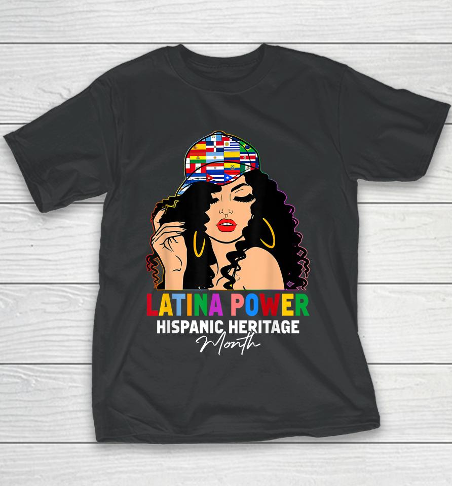 Latina Power Hispanic Heritage Month  Country Flags Youth T-Shirt