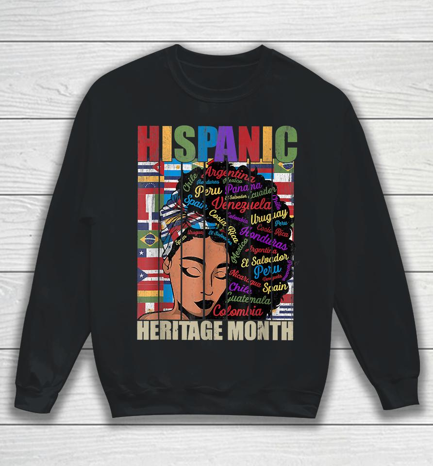 Latina Women Art Hispanic Heritage Month Latin Country Flags Sweatshirt