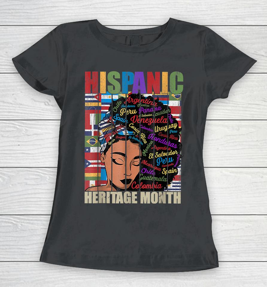 Latina Women Art Hispanic Heritage Month Latin Country Flags Women T-Shirt