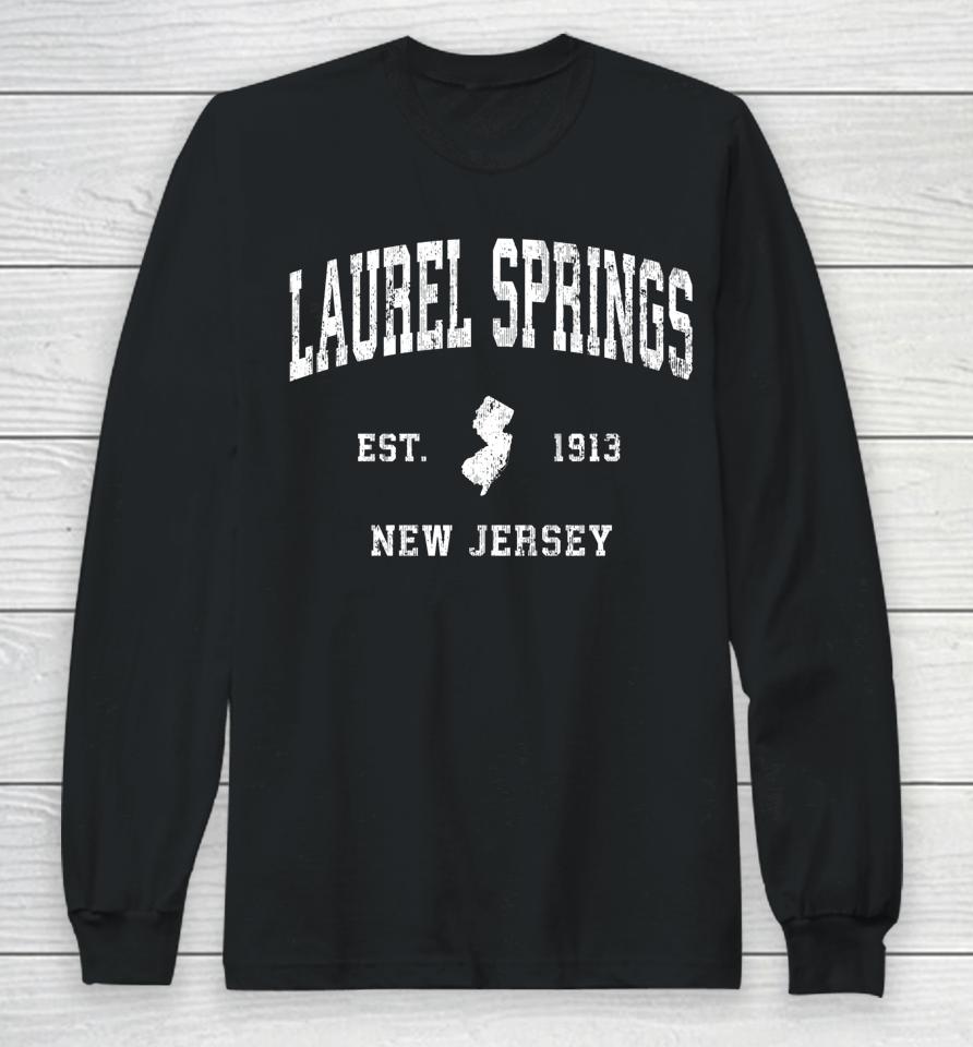 Laurel Springs New Jersey Nj Vintage Athletic Sports Design Long Sleeve T-Shirt