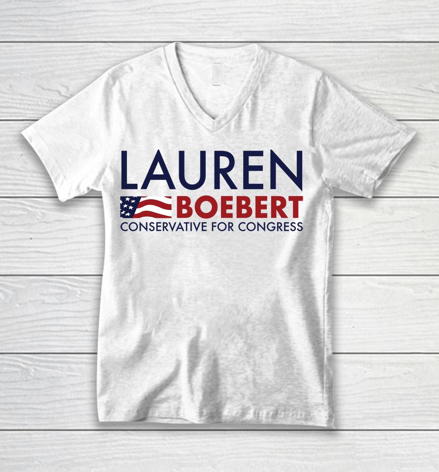 Lauren Boebert Conservative For Congress Unisex V-Neck T-Shirt