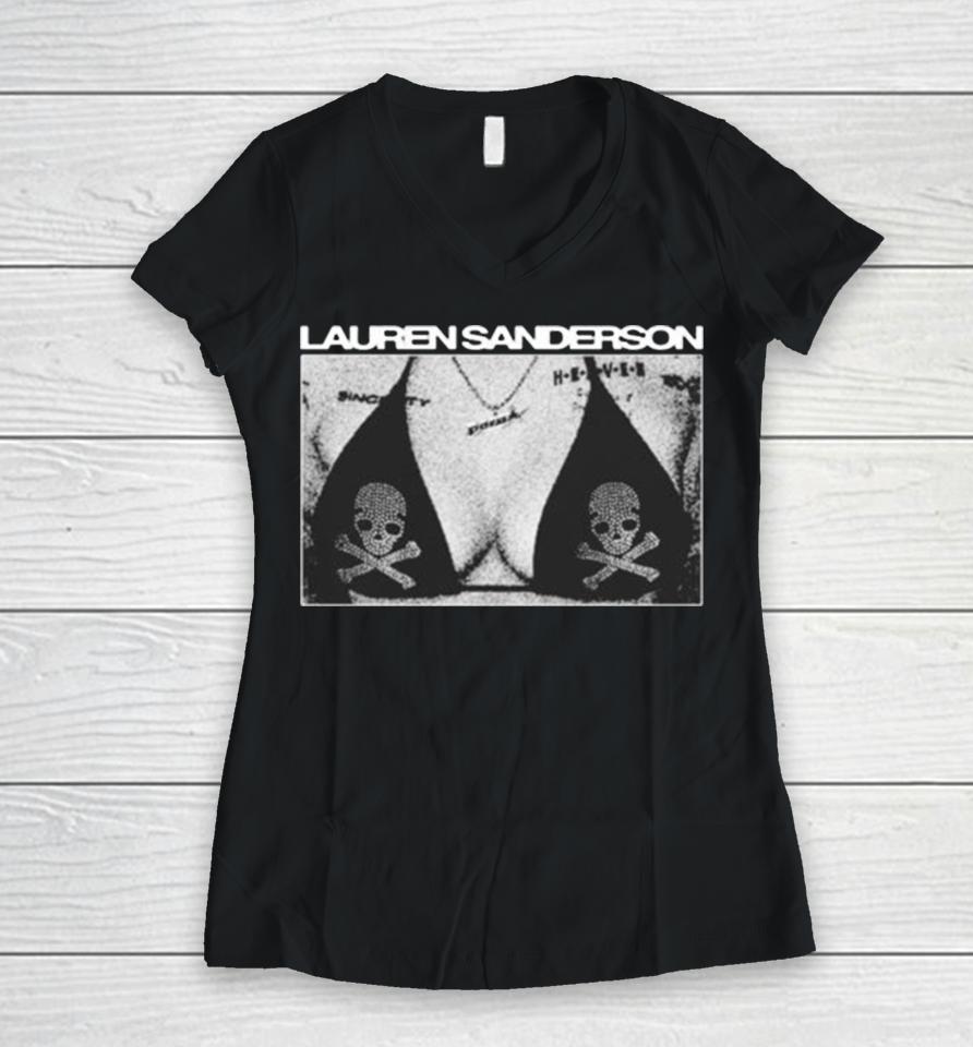 Lauren Sanderson Boob Women V-Neck T-Shirt
