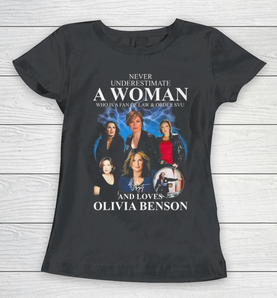 Law &Amp; Order Svu Never Underestimate A Woman Who Loves Olivia Benson Signature Women T-Shirt