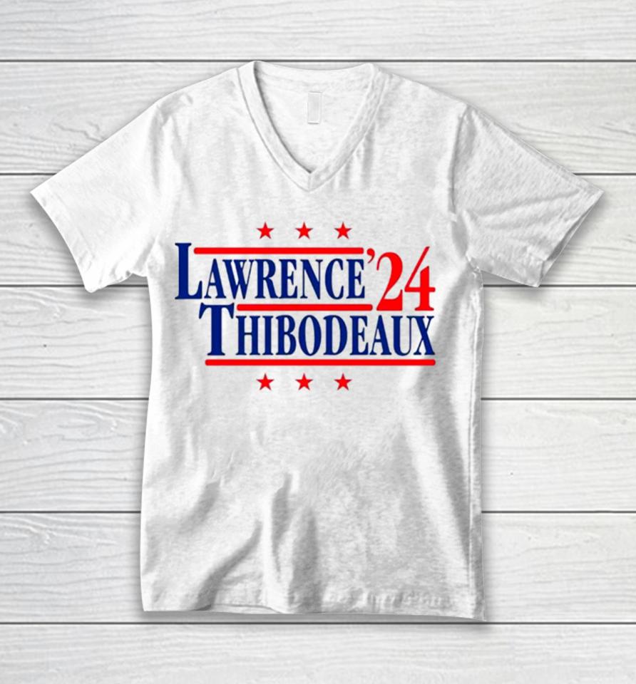 Lawrence And Thibodeaux ’24 New York Football Legends Political Campaign Parody Unisex V-Neck T-Shirt