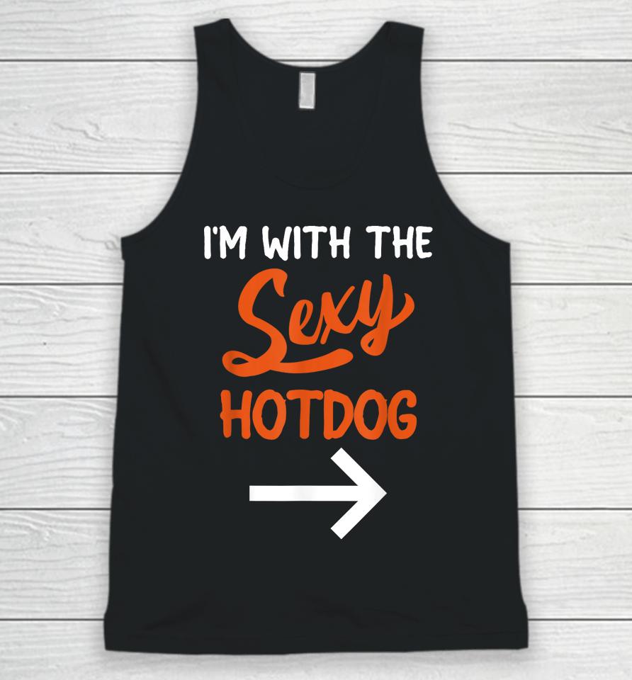 Lazy Halloween Costume For Couple I'm With The Sexy Hotdog Unisex Tank Top