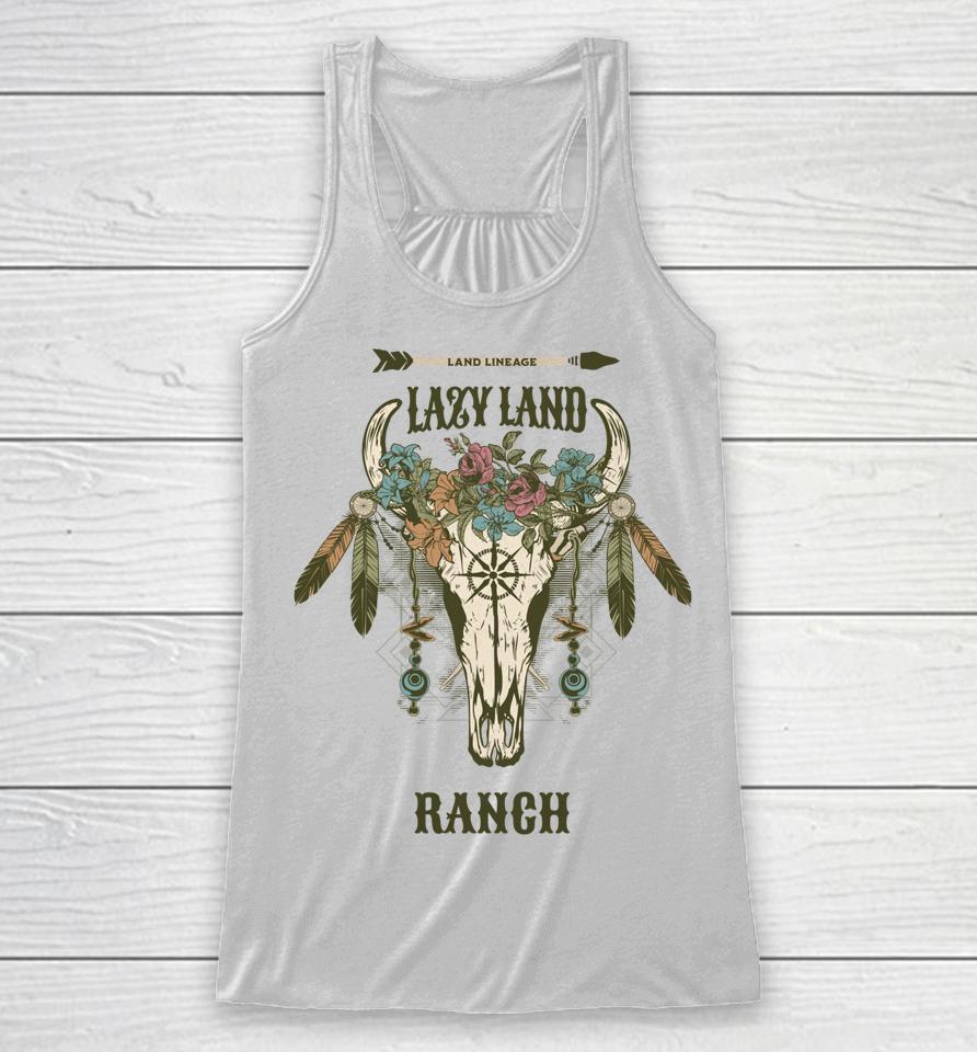 Lazy Land Ranch Cow Skull Racerback Tank