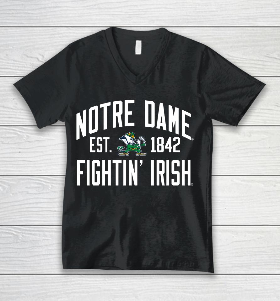 League Collegiate 1274 Victory Falls Ncaa Notre Dame Fighting Irish Unisex V-Neck T-Shirt