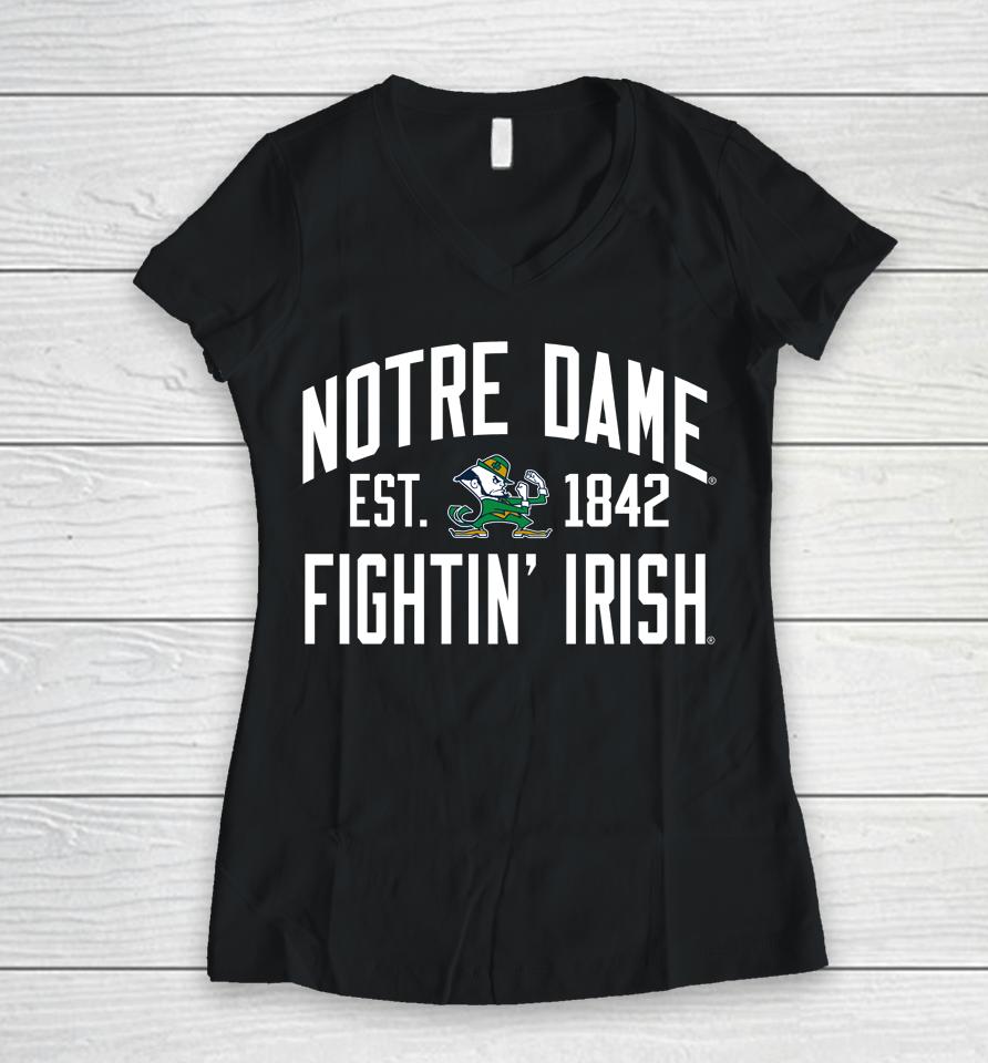 League Collegiate 1274 Victory Falls Ncaa Notre Dame Fighting Irish Women V-Neck T-Shirt