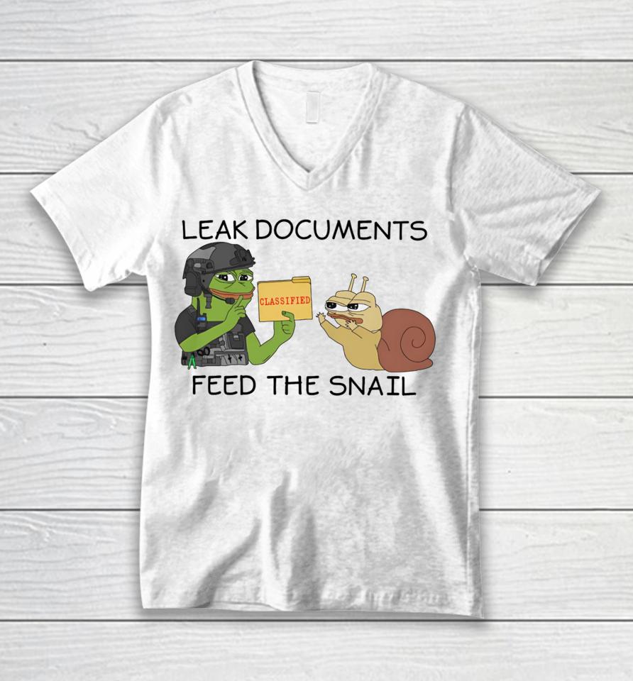 Leak Documents Classified Feed The Snail Unisex V-Neck T-Shirt