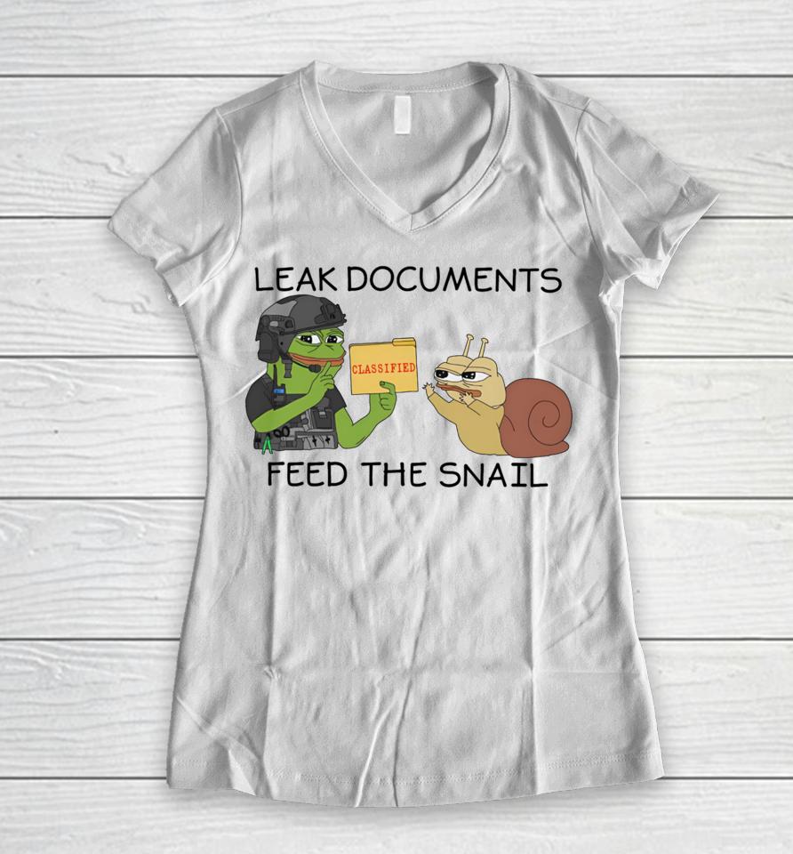 Leak Documents Classified Feed The Snail Women V-Neck T-Shirt