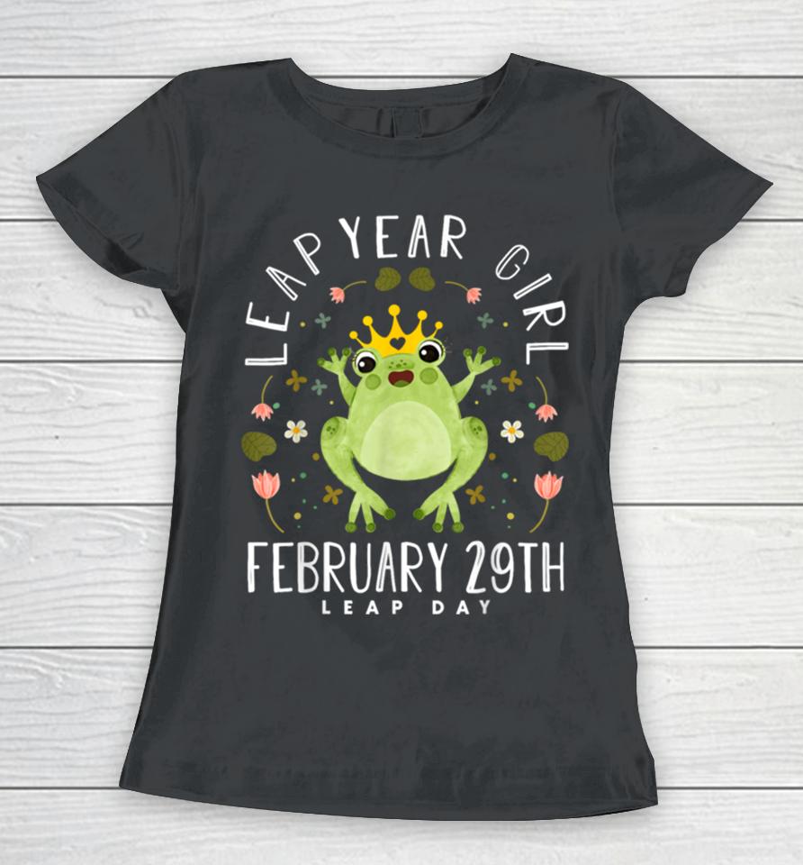 Leap Year Girl Cute Frog Leap Day Birthday Women Girls Women T-Shirt